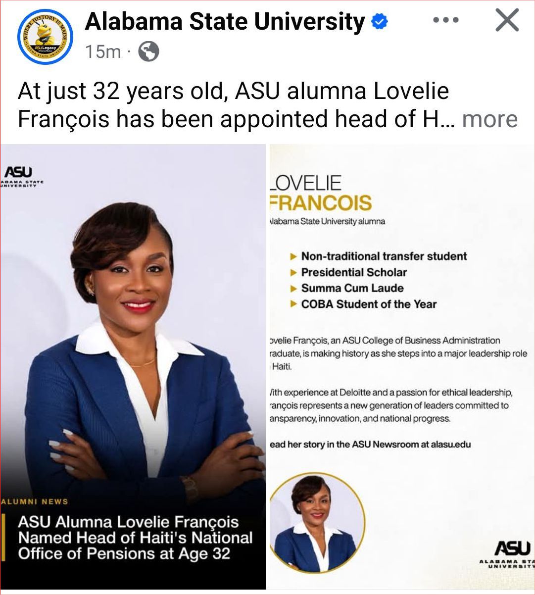 Alabama State University salue la nomination de Mme Lovely François à la Direction Générale de l'ONA