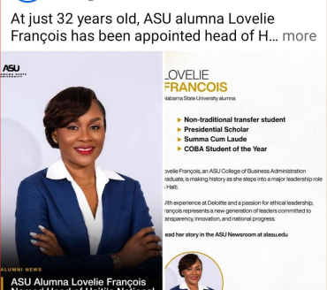 Alabama State University salue la nomination de Mme Lovely François à la Direction Générale de l'ONA